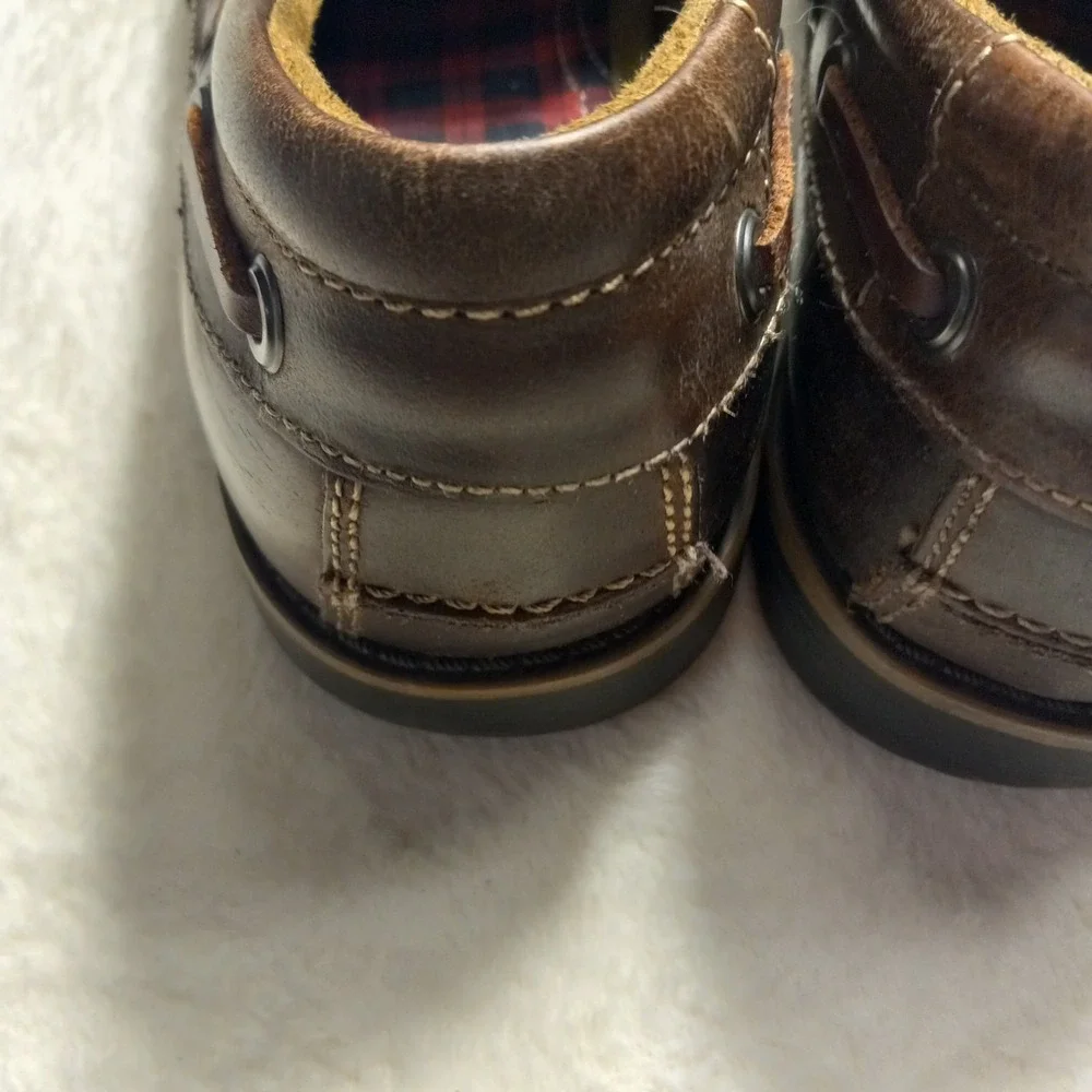 BASS & CO US 9.5 BOAT SHOES BROWN LEATHER SLIP ON CASUAL LOAFERS 2195-200